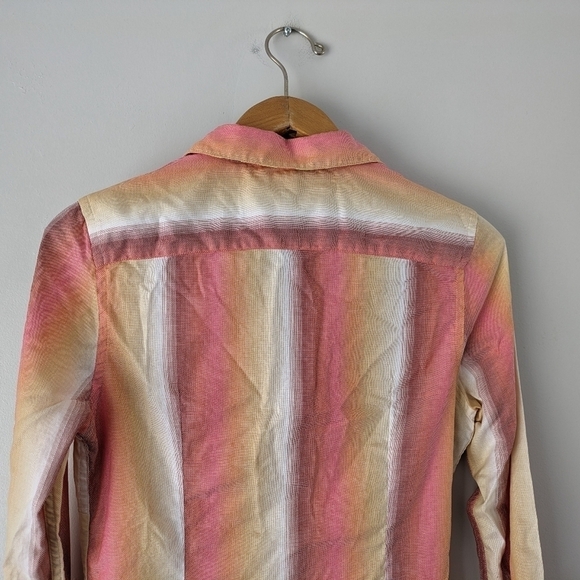 Robert Graham Shirt Women's 10 Pink Orange Stripe Button Up Geometric Cuffs - Picture 9 of 9